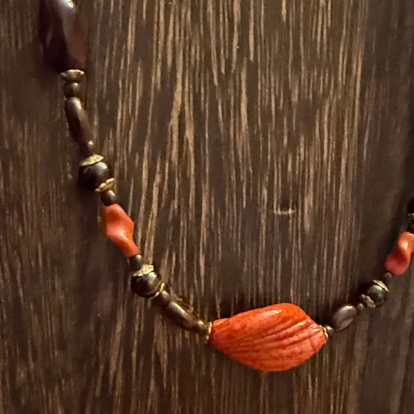 MIRIAM HASKELL Brown and Orange Beaded CHOKER - Picture 2 of 11